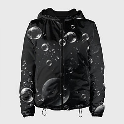 Куртка с капюшоном женская Пузыри на черном фоне, цвет: 3D-черный
