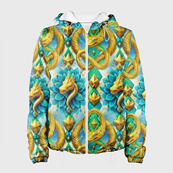 Женская куртка Золотистые змеи и цветы