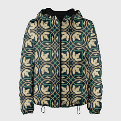 Куртка с капюшоном женская Геометрический узор арабеска, цвет: 3D-черный