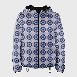 Куртка с капюшоном женская Узор синяя плитка, цвет: 3D-черный