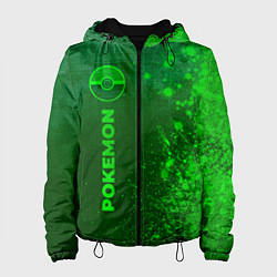 Куртка с капюшоном женская Pokemon - green gradient по-вертикали, цвет: 3D-черный