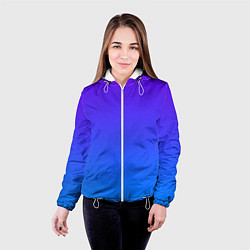 Куртка с капюшоном женская Фиолетово синий градиент, цвет: 3D-белый — фото 2