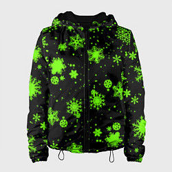 Куртка с капюшоном женская Кислотные снежинки текстура, цвет: 3D-черный