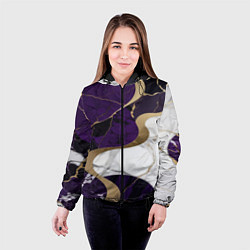 Куртка с капюшоном женская Фиолетовый с белым и золотым, цвет: 3D-черный — фото 2