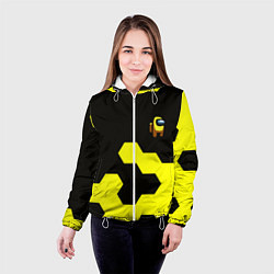 Куртка с капюшоном женская Амонг ас текстура броня, цвет: 3D-белый — фото 2