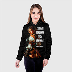 Куртка с капюшоном женская Сильным женщинам трусы не нужны, цвет: 3D-черный — фото 2