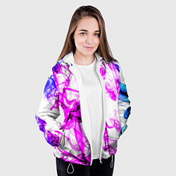 Куртка с капюшоном женская Дым неоновый вейп, цвет: 3D-белый — фото 2
