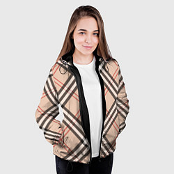 Куртка с капюшоном женская Стильная клетка - шотландка, крупно, цвет: 3D-черный — фото 2