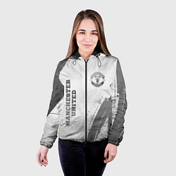 Куртка с капюшоном женская Manchester United - white gradient вертикально, цвет: 3D-черный — фото 2