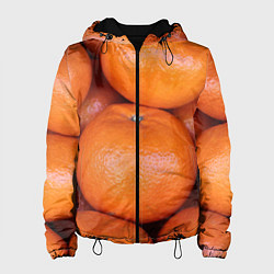 Куртка с капюшоном женская Много мандаринов и апельсинов - паттерн, цвет: 3D-черный