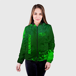 Куртка с капюшоном женская Subaru - green gradient вертикально, цвет: 3D-черный — фото 2