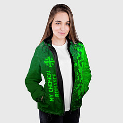 Куртка с капюшоном женская My Chemical Romance - green gradient по-вертикали, цвет: 3D-черный — фото 2