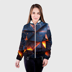 Куртка с капюшоном женская Геометрический рендер с эффектом свечения, цвет: 3D-белый — фото 2