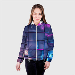Куртка с капюшоном женская Неоновые кубики, цвет: 3D-белый — фото 2