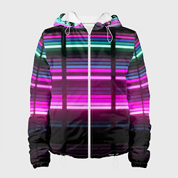 Куртка с капюшоном женская Неоновые лучи текстура, цвет: 3D-белый