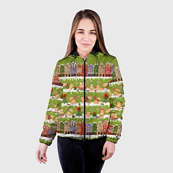 Куртка с капюшоном женская Много капибар семьей на Новый год и Рождество, цвет: 3D-черный — фото 2