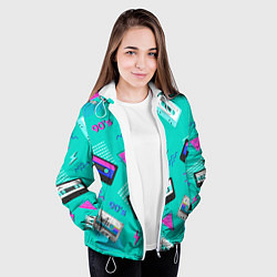 Куртка с капюшоном женская Бирюзовая кассета из 90-х, цвет: 3D-белый — фото 2