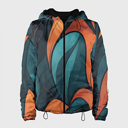 Куртка с капюшоном женская Темные и теплые контрасты, цвет: 3D-черный