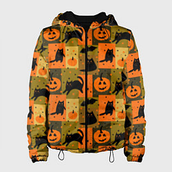Куртка с капюшоном женская Хэллоуин мозаика, цвет: 3D-черный