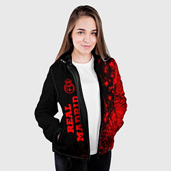 Куртка с капюшоном женская Real Madrid - red gradient по-вертикали, цвет: 3D-черный — фото 2
