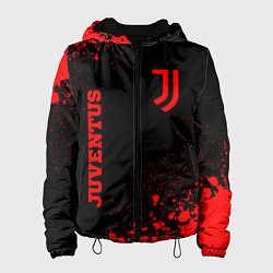 Куртка с капюшоном женская Juventus - red gradient вертикально, цвет: 3D-черный