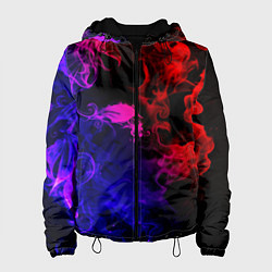 Куртка с капюшоном женская Неоновый цветок в дыму, цвет: 3D-черный