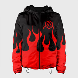 Куртка с капюшоном женская Linkin park logo fire, цвет: 3D-черный