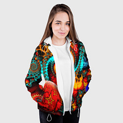 Куртка с капюшоном женская Фрактальный узор из фигур, цвет: 3D-белый — фото 2