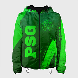 Куртка с капюшоном женская PSG - green gradient вертикально, цвет: 3D-черный