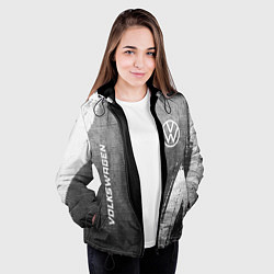 Куртка с капюшоном женская Volkswagen - grey gradient вертикально, цвет: 3D-черный — фото 2