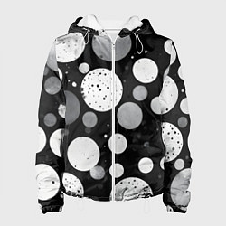 Куртка с капюшоном женская Круги на темном фоне, цвет: 3D-белый