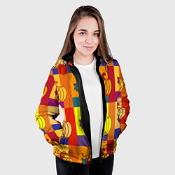 Куртка с капюшоном женская Тыква разноцветная, цвет: 3D-черный — фото 2