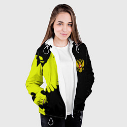 Куртка с капюшоном женская Герб РФ орёл, цвет: 3D-белый — фото 2