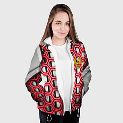 Куртка с капюшоном женская Россия герб сетка метала, цвет: 3D-белый — фото 2