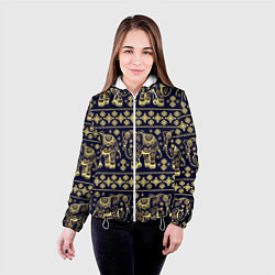 Куртка с капюшоном женская Этнический слоновый паттерн, цвет: 3D-белый — фото 2