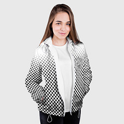 Куртка с капюшоном женская Герб РФ клетка паттерн, цвет: 3D-белый — фото 2