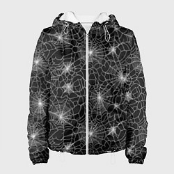 Куртка с капюшоном женская Паутина - паттерн, цвет: 3D-белый