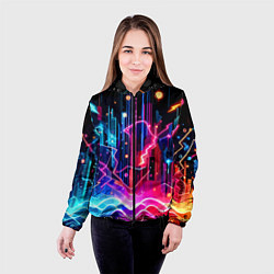 Куртка с капюшоном женская Neon fantasy - ai art, цвет: 3D-черный — фото 2