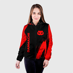 Куртка с капюшоном женская DanMachi - red gradient вертикально, цвет: 3D-черный — фото 2