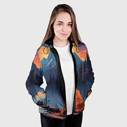 Куртка с капюшоном женская Палатка на берегу озера, цвет: 3D-черный — фото 2