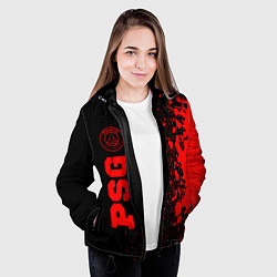 Куртка с капюшоном женская PSG - red gradient по-вертикали, цвет: 3D-черный — фото 2