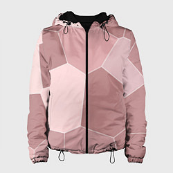 Куртка с капюшоном женская Пыльно-розовый крупная мозаика, цвет: 3D-черный