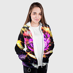 Куртка с капюшоном женская Оптический узор цветок, цвет: 3D-белый — фото 2