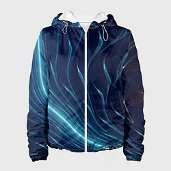 Куртка с капюшоном женская Линии абстрактные неоновые, цвет: 3D-белый