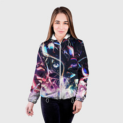 Куртка с капюшоном женская Фрактальный узор текстура, цвет: 3D-белый — фото 2