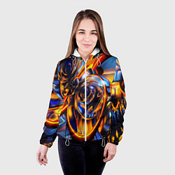 Куртка с капюшоном женская Жидкие краски фрактал, цвет: 3D-белый — фото 2