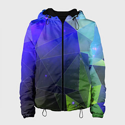 Куртка с капюшоном женская Неоновые треугольники геометрия, цвет: 3D-черный