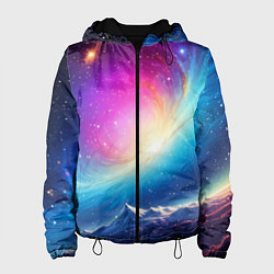 Куртка с капюшоном женская Бескрайний космос, цвет: 3D-черный