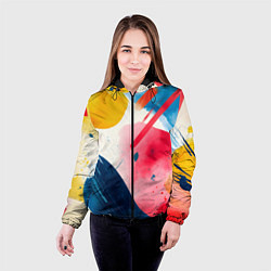 Куртка с капюшоном женская Абстрактные мазки красок, цвет: 3D-черный — фото 2