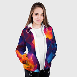Куртка с капюшоном женская Неоновая геометрическая текстура, цвет: 3D-белый — фото 2